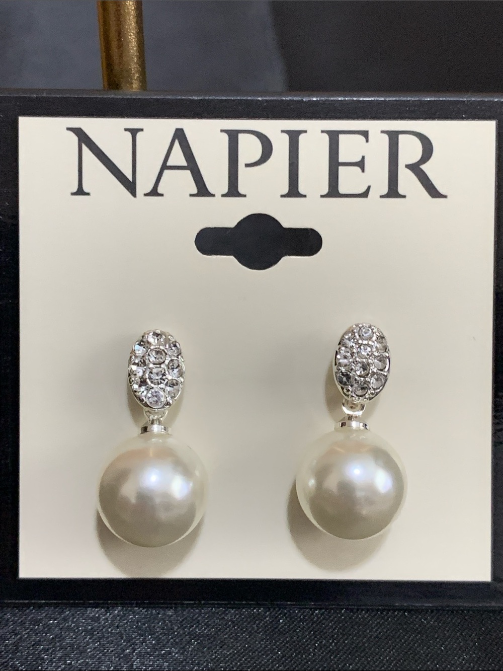 NWT Napier silver tone faux pearl earrings